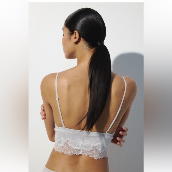 Lace Trim Gray Cotton Bralette Never Worn Brand New - Picture 3 of 6